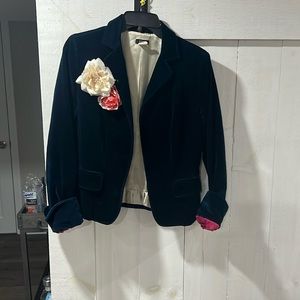 J.Crew teal velvet blazer women’s size 8